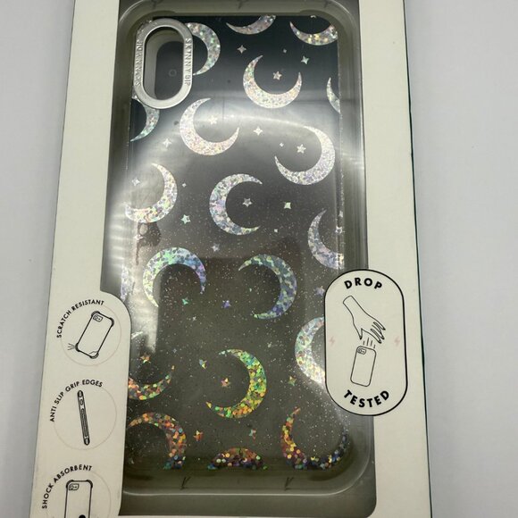 SkinyDip x Stars & Moon  iPhone X/XS glitter stars and moons black clear in box - Picture 1 of 4